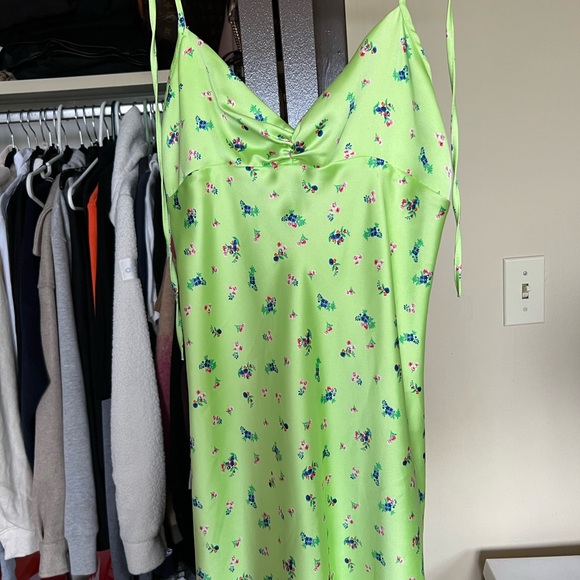 Zara Dresses & Skirts - Floral Lime Green Slip Zara Dress